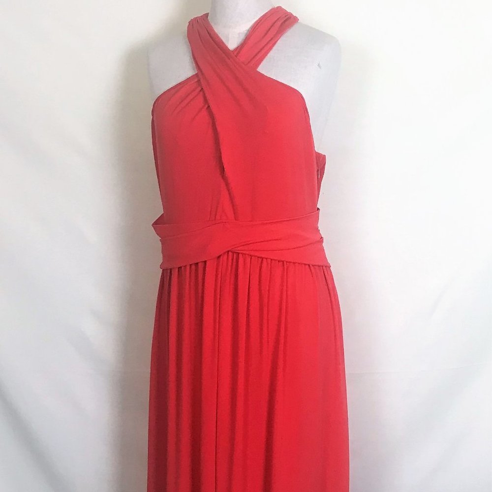 HALSTON Dress XL Sleeveless Lined Polyester Blend Split Front